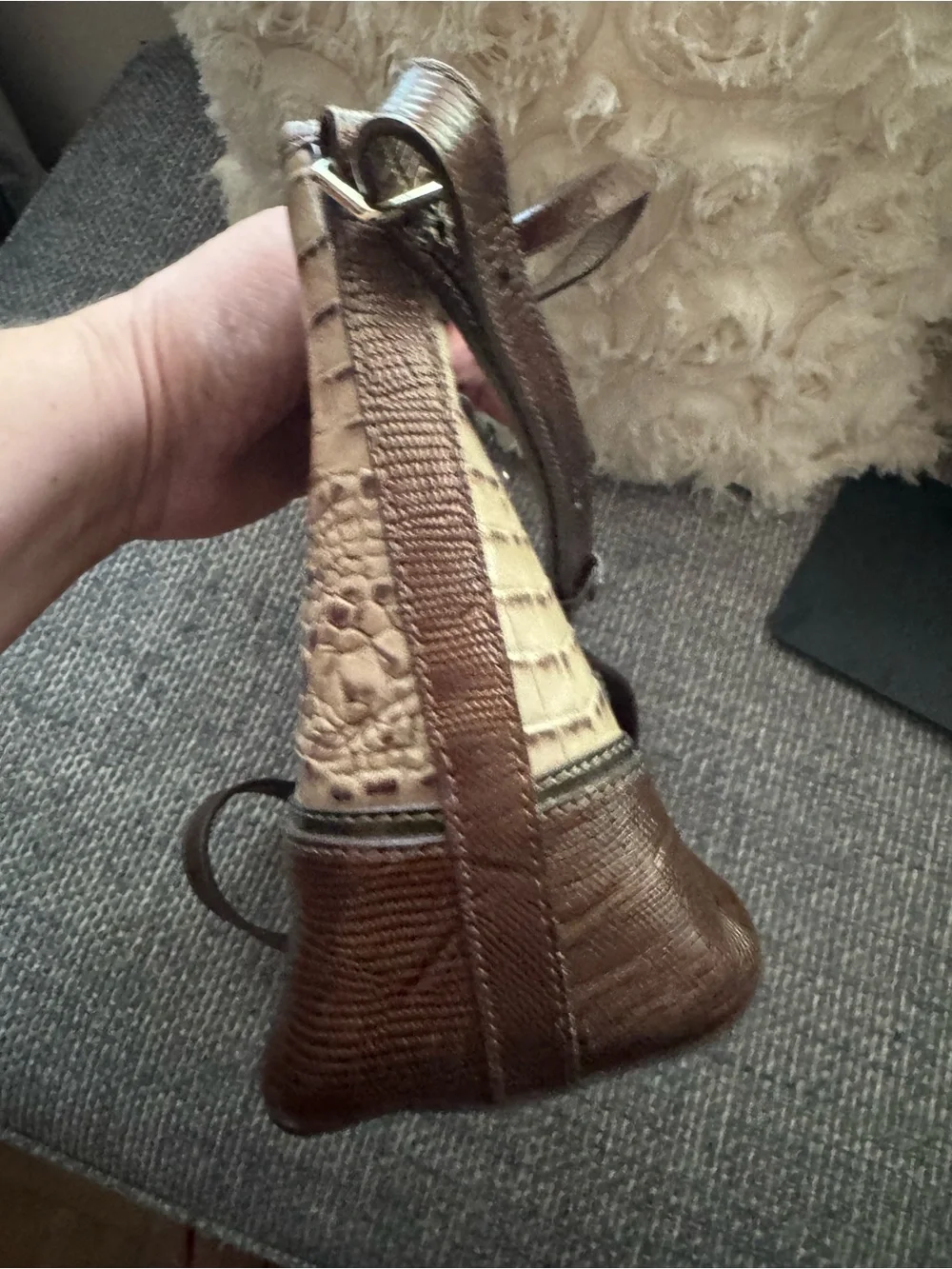 Brahmin Asher Tote Melbourne Granite Croc Embossed Leather Shoulder Bag